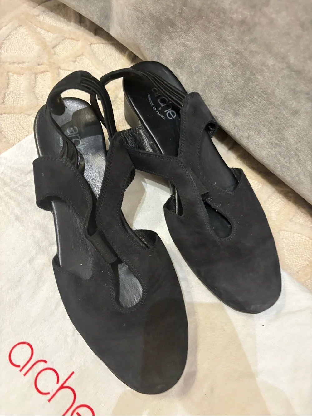 Arche Black Suede Slingback sandals  - Women's